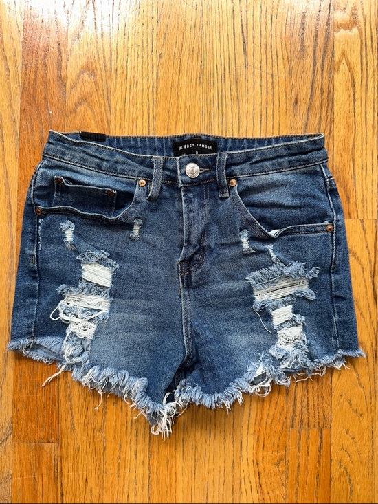 Almost Famous Pants - Almost Famous Women's Distressed Denim Shorts - Blue